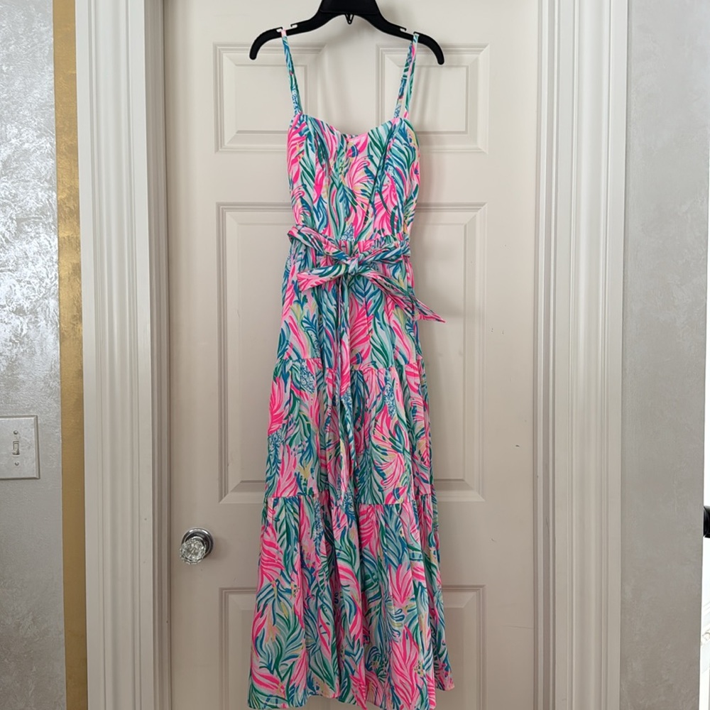 NWOT Lilly Pulitzer Tropical Print Dress Pink, Green & Blue Dress Size 6